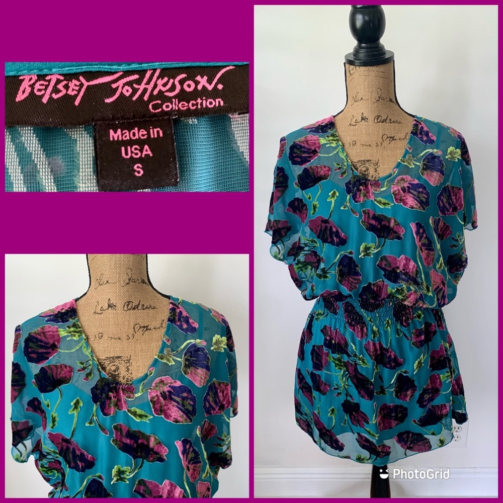 Betsey Johnson Floral Velvet Burnout Tunic